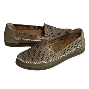 Earth Origins Gold Leather Comfort Flats Loafers Size 9.5